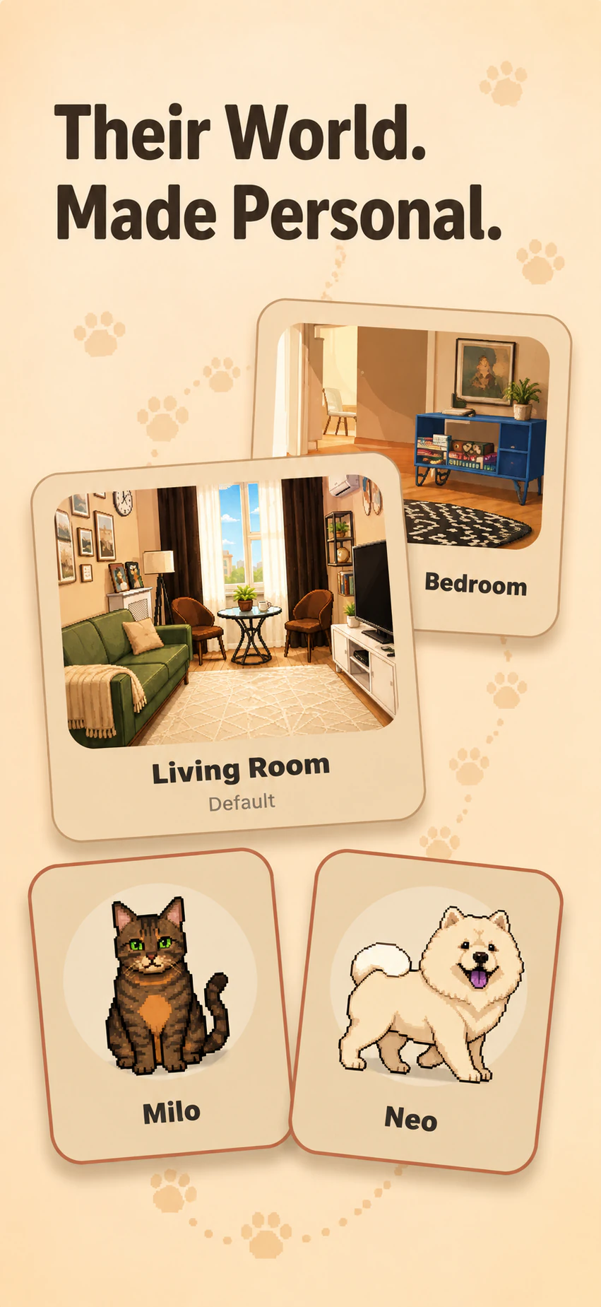 Personal pets and rooms in Pawsies
